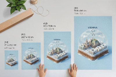 Poster în culori saturate O panoramă în miniatură a Vienei într-o sferă de sticlă
