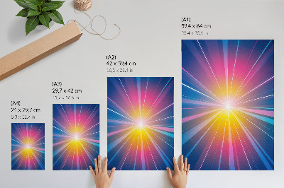 Poster rezistent pentru perete Punct focal al razelor de culori energice