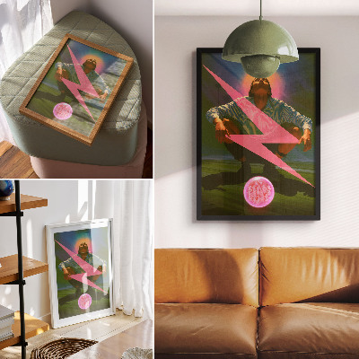 Grafică modernă pe pânză Culori neon și o figură surprinzătoare