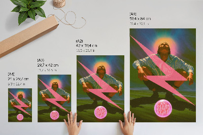 Grafică modernă pe pânză Culori neon și o figură surprinzătoare