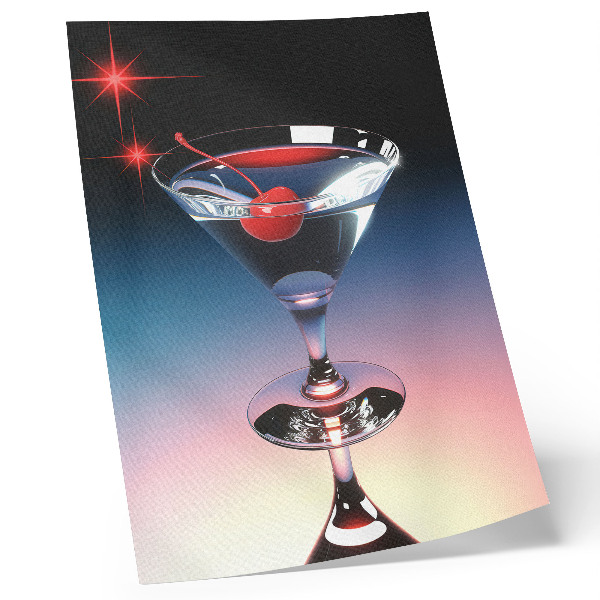 Poster în culori saturate Pahar de cocktail Elegance cu cireșe roșii