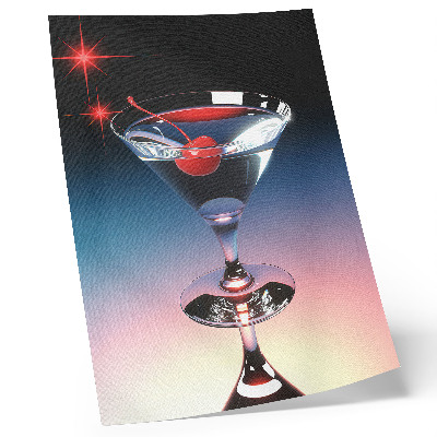 Poster în culori saturate Pahar de cocktail Elegance cu cireșe roșii