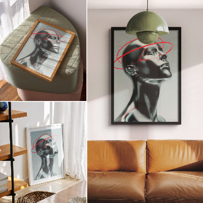Grafică modernă pe pânză Sculptură futuristă modernitate roșu gri