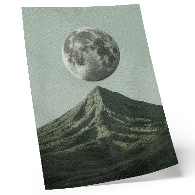 Poster rezistent pentru perete Luna peste munte, nuanțe verzi, peisaj misterios