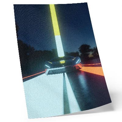 Grafică modernă pe pânză Linii dinamice noapte mașină futuristă
