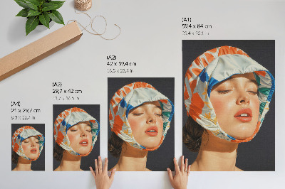 Grafică modernă pe pânză Realism, pălărie, contrast de culoare, modernitate