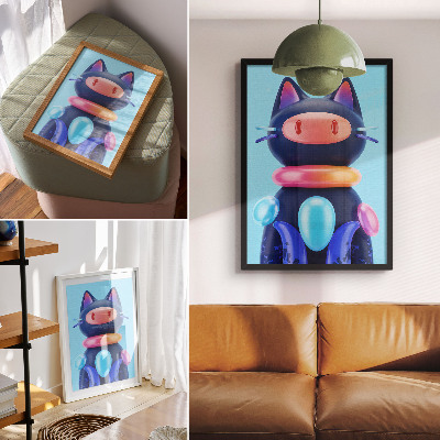 Poster rezistent pentru perete Creatură adorabilă, atmosferă futuristă, culori vii