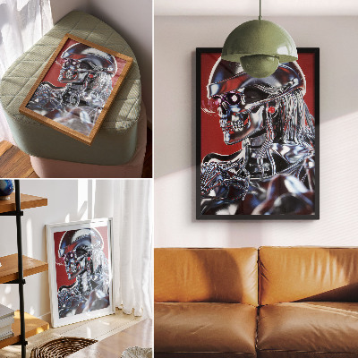 Poster rezistent pentru perete Motiv de personaj futurist negru roșu