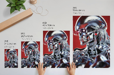 Poster rezistent pentru perete Motiv de personaj futurist negru roșu
