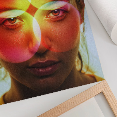 Poster în culori saturate Față umană cu cercuri energetice colorate