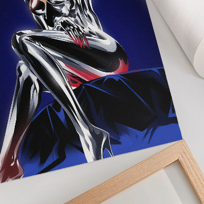 Grafică modernă pe pânză Figură futuristă, elemente strălucitoare, culori intense