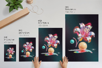 Poster rezistent pentru perete Abstracție colorată cu un crin și bile