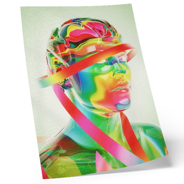 Poster în culori saturate Valuri colorate pe o figură futuristă