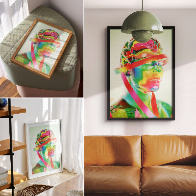 Poster în culori saturate Valuri colorate pe o figură futuristă
