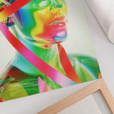 Poster în culori saturate Valuri colorate pe o figură futuristă