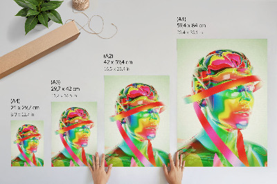 Poster în culori saturate Valuri colorate pe o figură futuristă