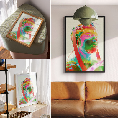 Grafică modernă pe pânză Portret de personaj futurist colorat