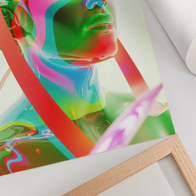 Grafică modernă pe pânză Portret de personaj futurist colorat