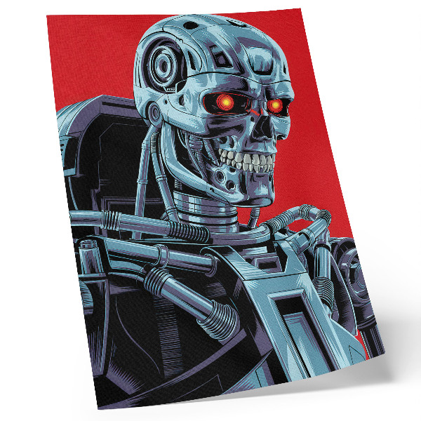 Poster în culori saturate Robot futurist pe fundal roșu