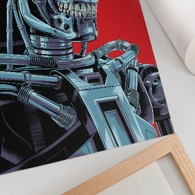 Poster în culori saturate Robot futurist pe fundal roșu
