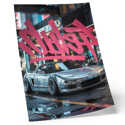 Poster în culori saturate Graffiti de mașini sport, atmosferă de viață urbană modernă