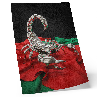Grafică modernă pe pânză Scorpion metalic pe material textil colorat