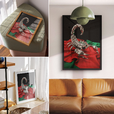 Grafică modernă pe pânză Scorpion metalic pe material textil colorat