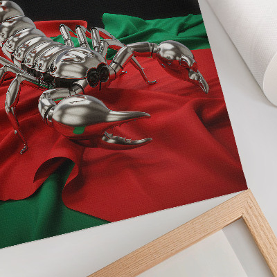 Grafică modernă pe pânză Scorpion metalic pe material textil colorat