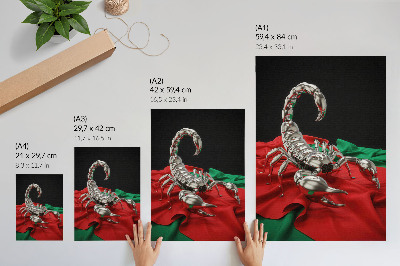 Grafică modernă pe pânză Scorpion metalic pe material textil colorat