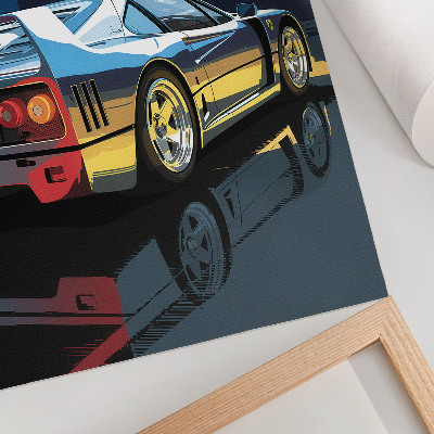 Poster în culori saturate Mașină sport oraș noapte eleganță modernă