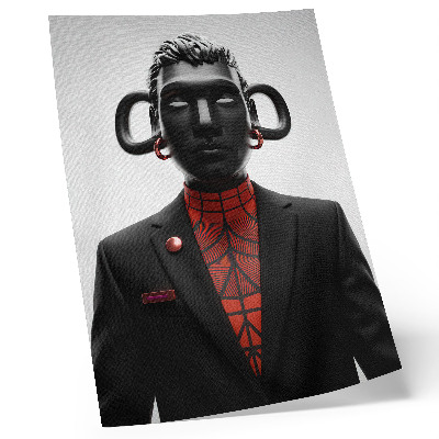Grafică modernă pe pânză Design futurist cu motiv negru și roșu