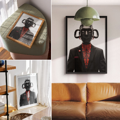 Grafică modernă pe pânză Design futurist cu motiv negru și roșu