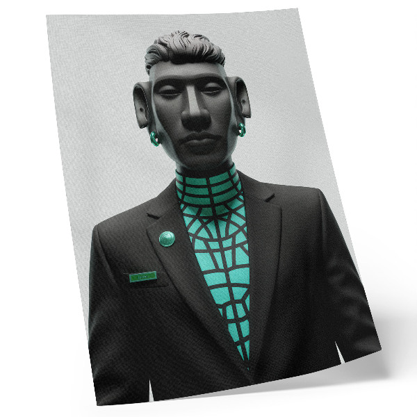 Poster rezistent pentru perete Stil futurist, contraste expresive, turcoaz.