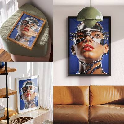 Poster rezistent pentru perete Figură futuristă, culori intense, modernitate