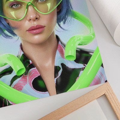 Grafică modernă pe pânză Un portret futurist al unei femei cu energia culorii