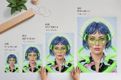 Grafică modernă pe pânză Un portret futurist al unei femei cu energia culorii