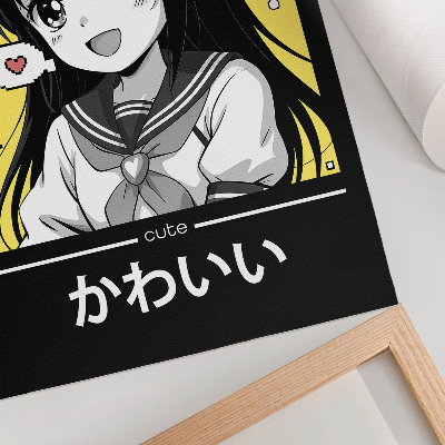Poster rezistent pentru perete Linii negre în stil manga cu accente galbene
