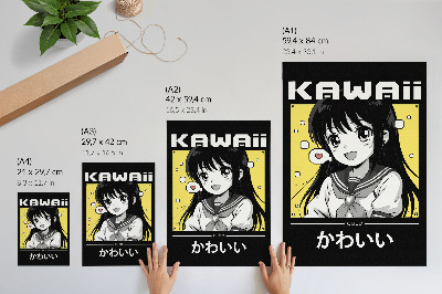 Poster rezistent pentru perete Linii negre în stil manga cu accente galbene