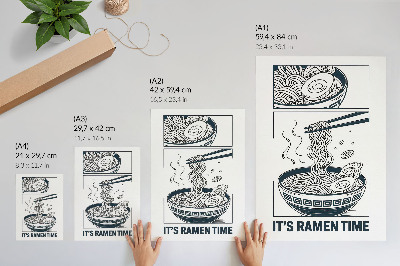 Grafică modernă pe pânză Bețișoarele în stil benzi desenate din bolul de ramen absorb aroma