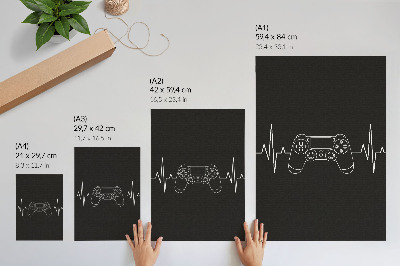 Poster rezistent pentru perete Temă minimalistă de jocuri, inimă alb-negru