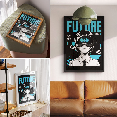 Poster rezistent pentru perete Un personaj modern cu ochelari VR