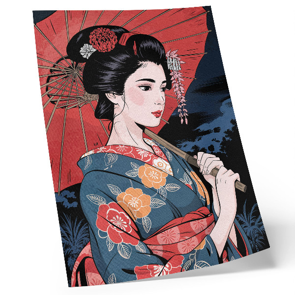 Poster rezistent pentru perete Umbrelă de femeie în stil japonez, noapte colorată