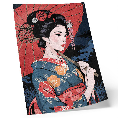 Poster rezistent pentru perete Umbrelă de femeie în stil japonez, noapte colorată