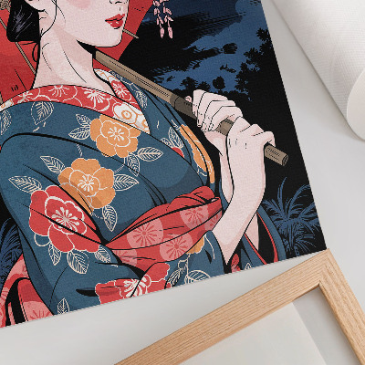 Poster rezistent pentru perete Umbrelă de femeie în stil japonez, noapte colorată