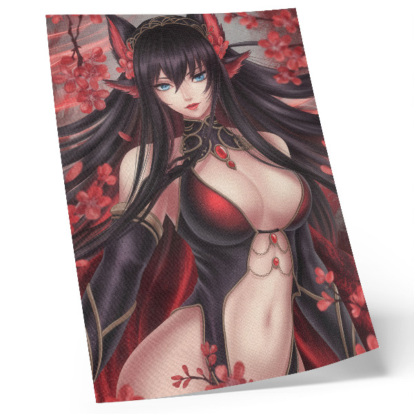 Poster rezistent pentru perete Eleganță de frumusețe anime, roșu dinamic negru