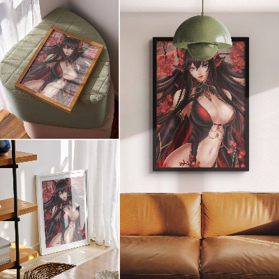 Poster rezistent pentru perete Eleganță de frumusețe anime, roșu dinamic negru