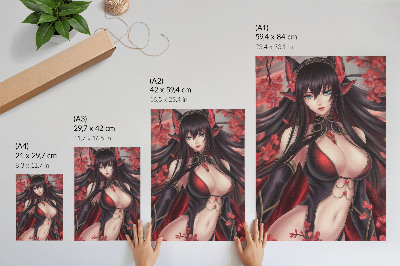 Poster rezistent pentru perete Eleganță de frumusețe anime, roșu dinamic negru