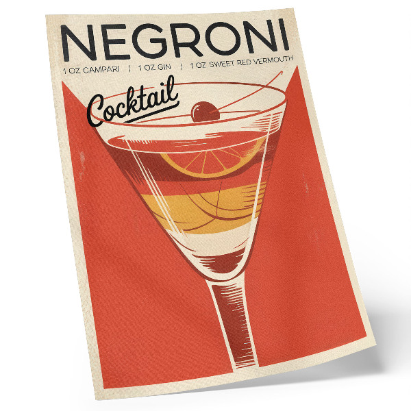 Poster în culori saturate Grafică cocktail în stil retro, eleganță, nostalgie