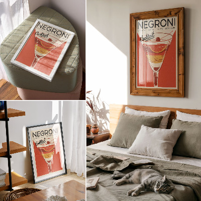 Poster în culori saturate Grafică cocktail în stil retro, eleganță, nostalgie