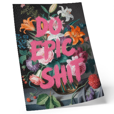 Poster rezistent pentru perete Litere roz pe un fundal de flori colorate